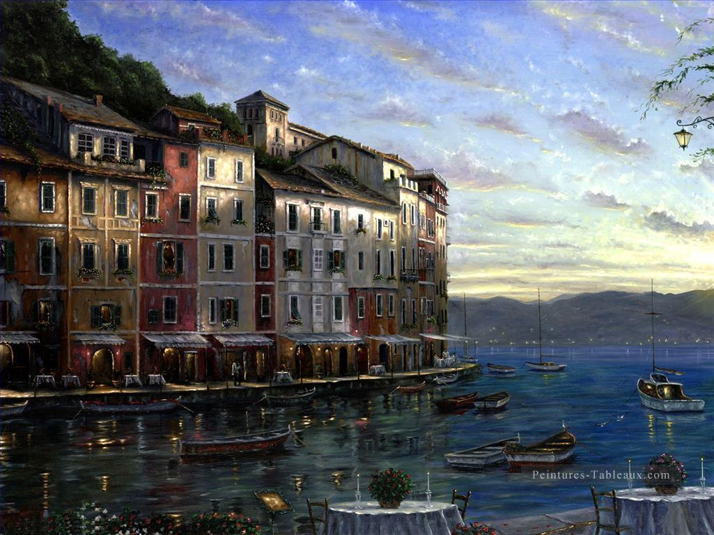 Paysage urbain de Portofino Peintures à l'huile
